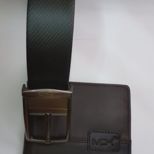 black leather belt and wallet