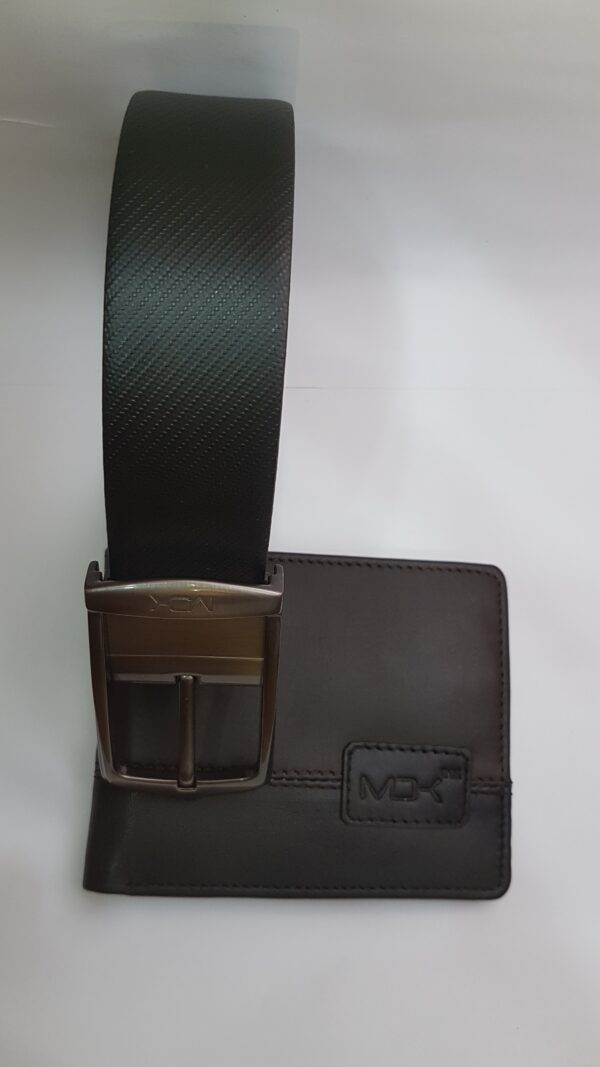 black leather belt and wallet