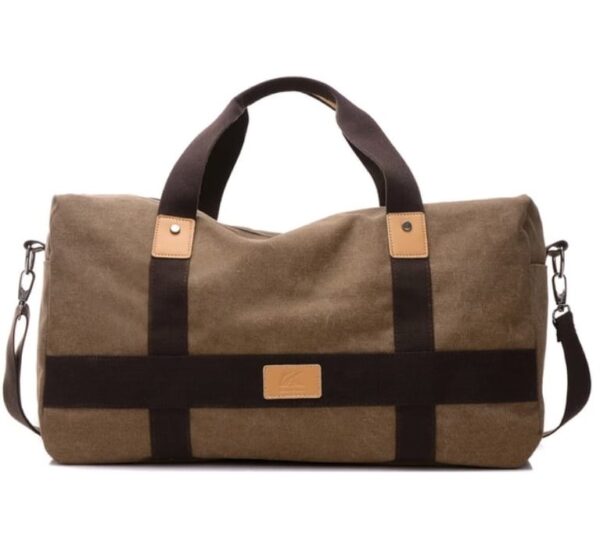 MOK Canvas Leather Duffle Bag Front View